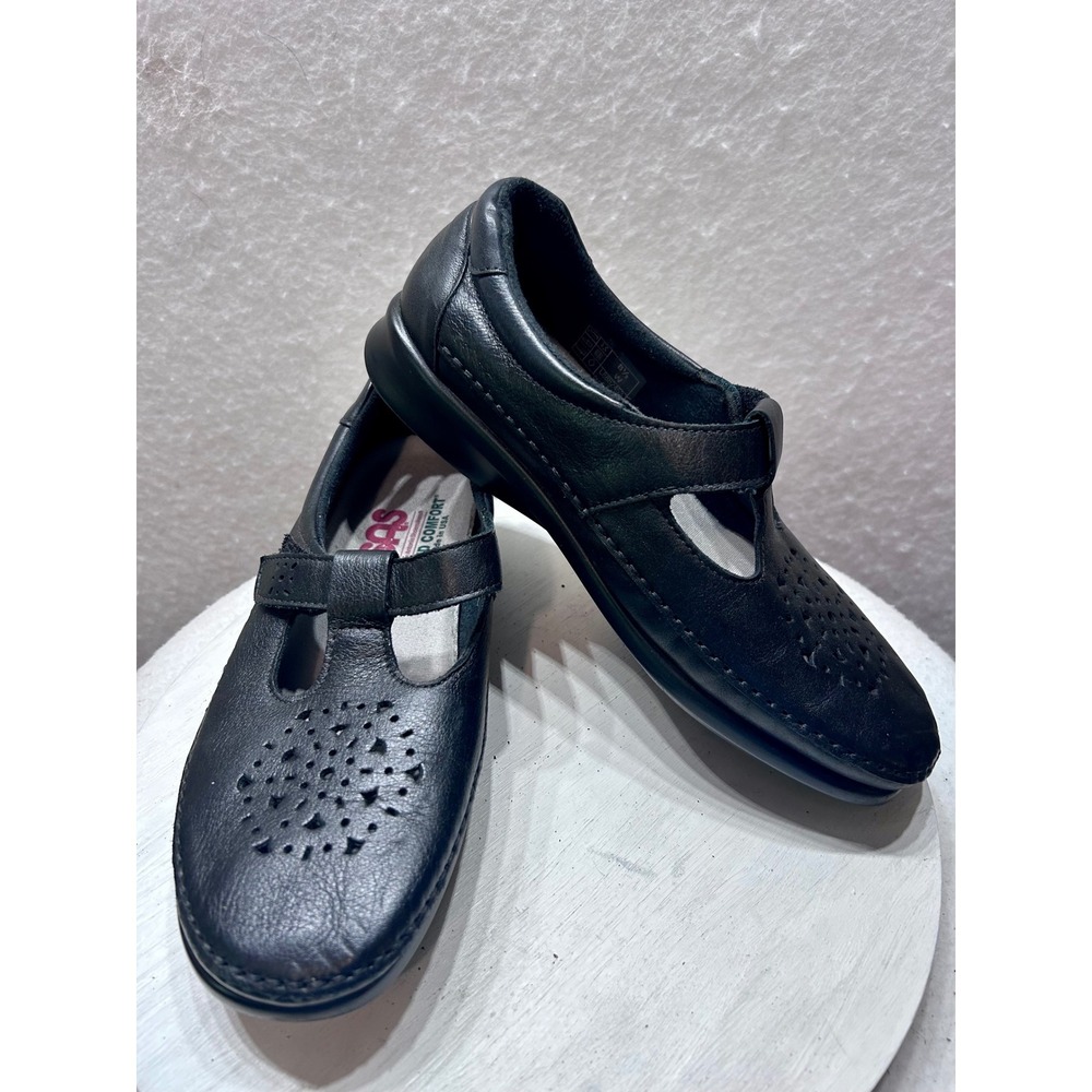 SAS Tripad Comfort Black Leather Mary Jane Perforated Shoes 8.5 W L88824537